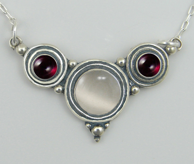 Sterling Silver Gemstone Necklace With White Moonstone